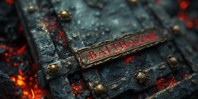 Typography art with the word BALTHAZAR in Apocalypse cinematic style