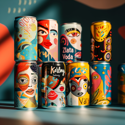 Colorful Spray Paint Cans on Mural Wall