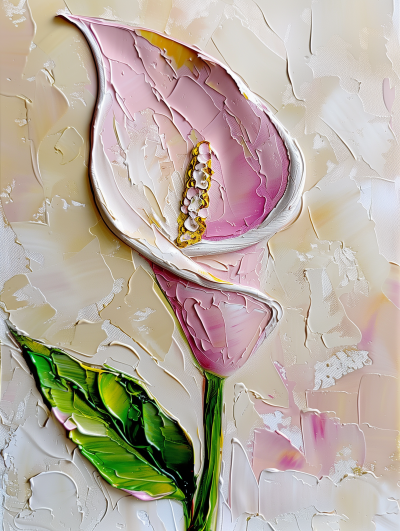 Impasto Pink Calla Lily Flower Painting