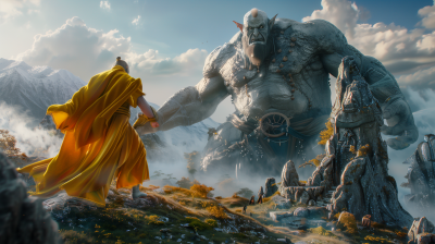 Epic Battle of Elven Monk and Mountain Troll