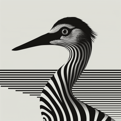Sleek Striped Bird Illustration