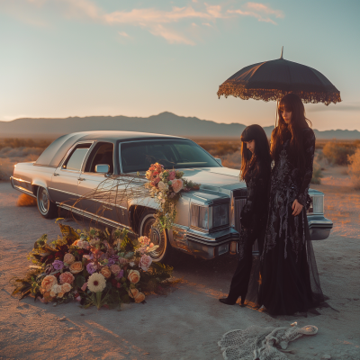 Gothic Photoshoot at Golden Hour in the Desert