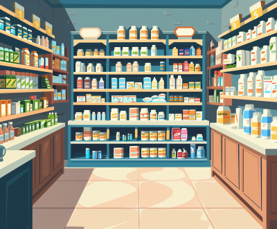 Medical Pharmacy Shop Interior Illustration