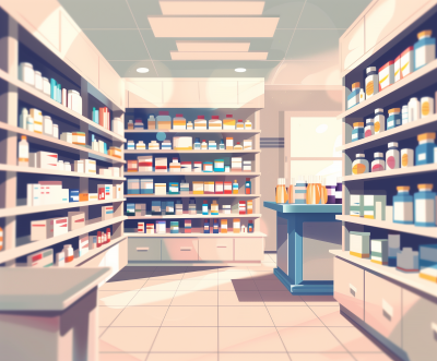 Medical Pharmacy Shop Interior Illustration