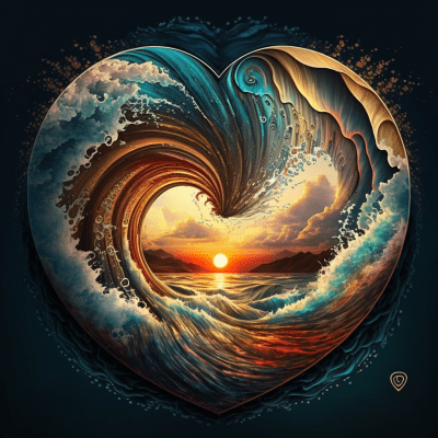 Heart-shaped Wave at Sunset