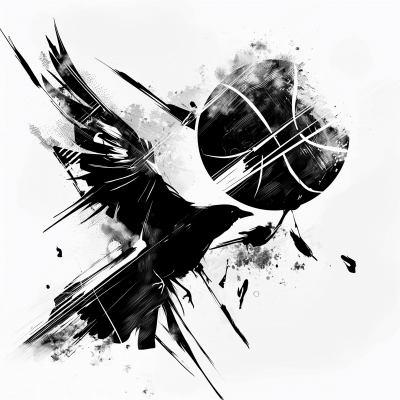 Abstract Artistic Graphic with Bird and Basketball