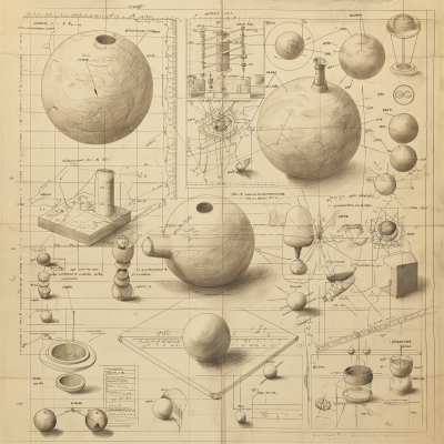 Vintage Technical Diagram of Spherical Objects