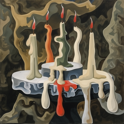 Melting Candles Surreal Painting
