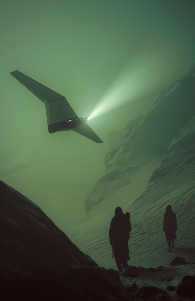 Misty Alien Landscape Silhouette