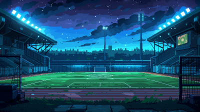 Pixelated Soccer Stadium at Night