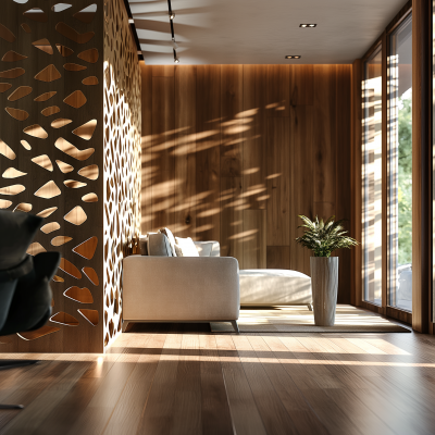Laser Cut Wood Multifunctional Wall Interior