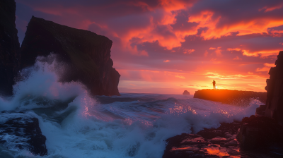 Dramatic Coastal Cliff at Sunset