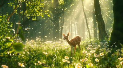 Peaceful Sunlit Forest Clearing
