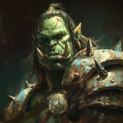 Portrait of a Half-Orc Chieftain Lord