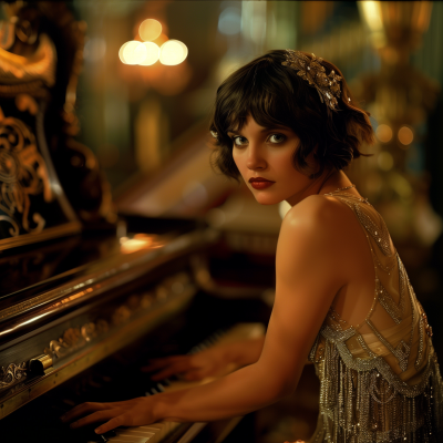 1920s Flapper by the Piano
