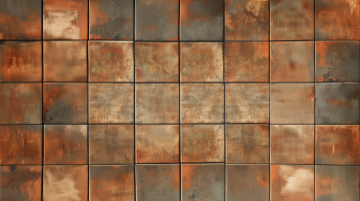 Weathered Copper Tiles Grid