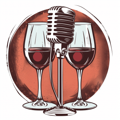 Vintage Microphone and Wine Glasses Illustration