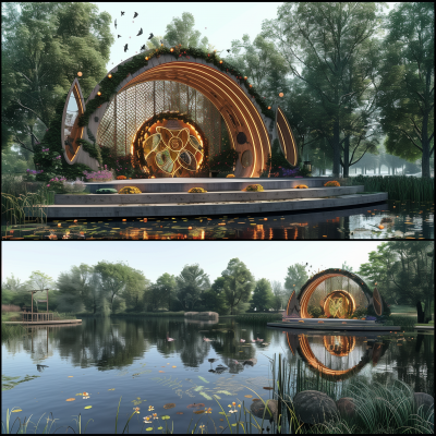 Futuristic Wooden Pavilion