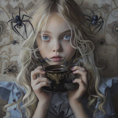 Surreal Victorian Girl with Spiders