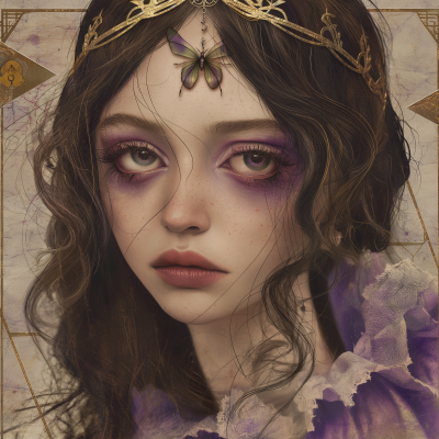 Surreal Victorian Girl with Golden Crown