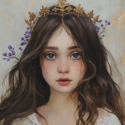 Surreal Victorian Girl with Golden Crown