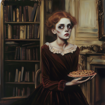 Whimsical Surreal Victorian Girl Oil Painting Portrait