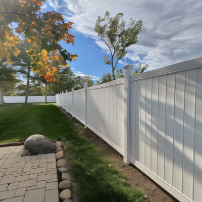 Manicured Lawn with White Vinyl Fence
