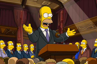 Homer Simpson Speaking at Podium