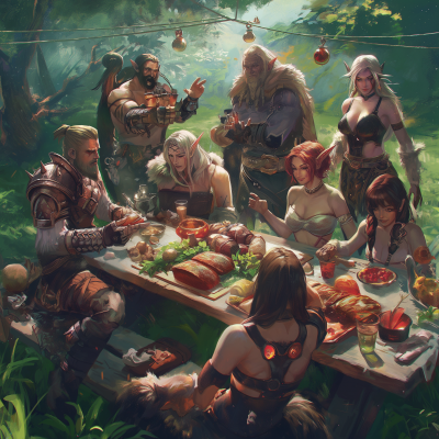 Fantasy RPG barbeque celebration