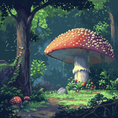 Enchanting Pixel Art Forest Scene