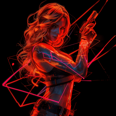 Neon Cyberpunk Girl with Gun