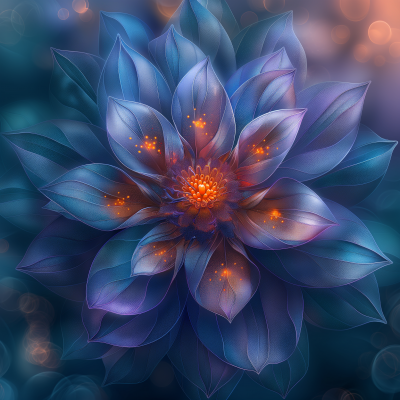 Luminous Blue Lotus Illustration