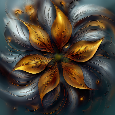 Golden and Grey Swirling Flower