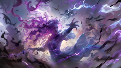 Mystical Purple Hair Woman Artwork