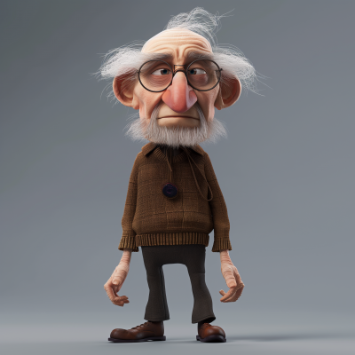 Old Man Character in Pixar Style