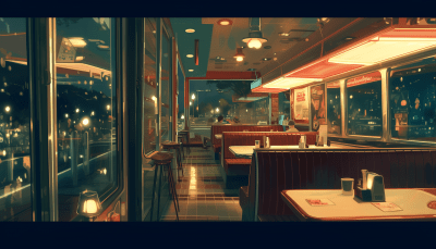 American Diner Interior Illustration