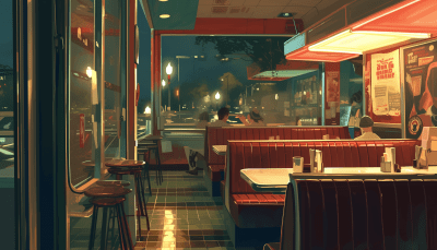 American Diner Interior Illustration