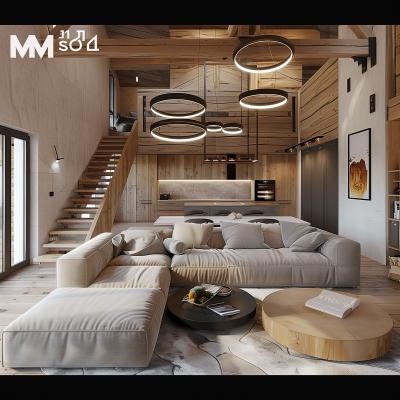 Modern Wooden Living Room Interior
