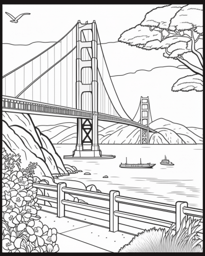 Golden Gate Bridge Coloring Page