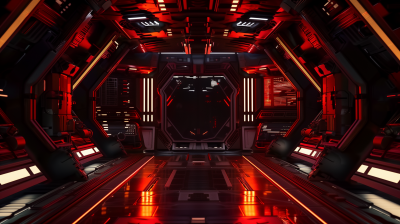Futuristic Red-Lit Corridor
