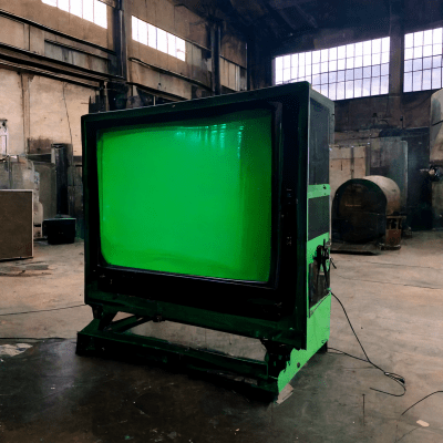 Oversized TV in Rustic Industrial Warehouse