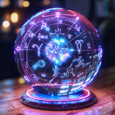Futuristic Crystal Ball and Zodiac Signs