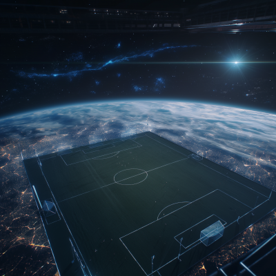 Cinematic Football Pitch from Space