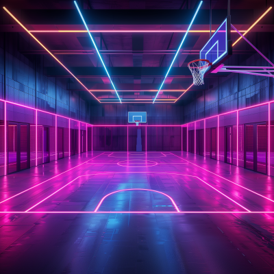 Cyber Neon Basketball Court
