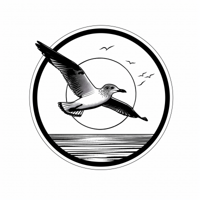 Minimalist Flying Gull Illustration