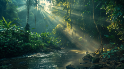 Sunlit Jungle River