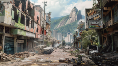 Post-War Rubble City in Rio de Janeiro Poster
