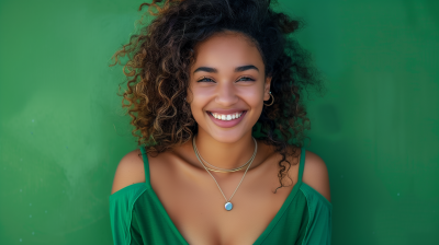Smiley Woman in Green