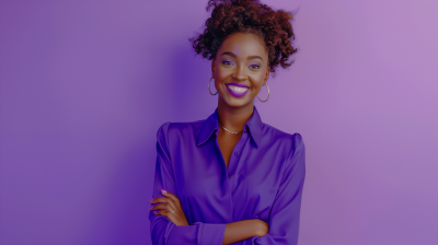 Smiley Woman in Purple on Purple Background