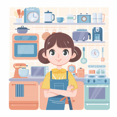 Confident Young Woman in Kitchen